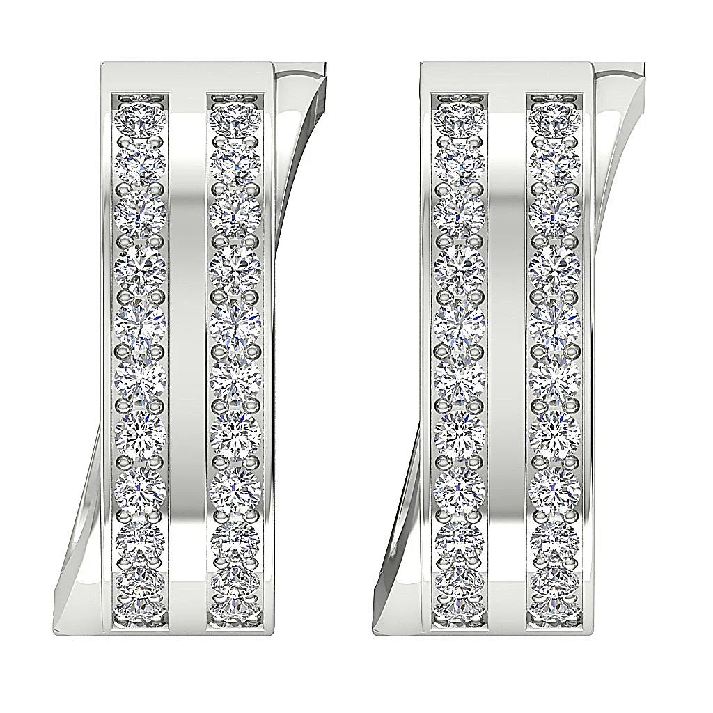 The Maxwell 2 Row Natural Diamond Hoop Earring Pave Set 14K Rose Gold - Image 5