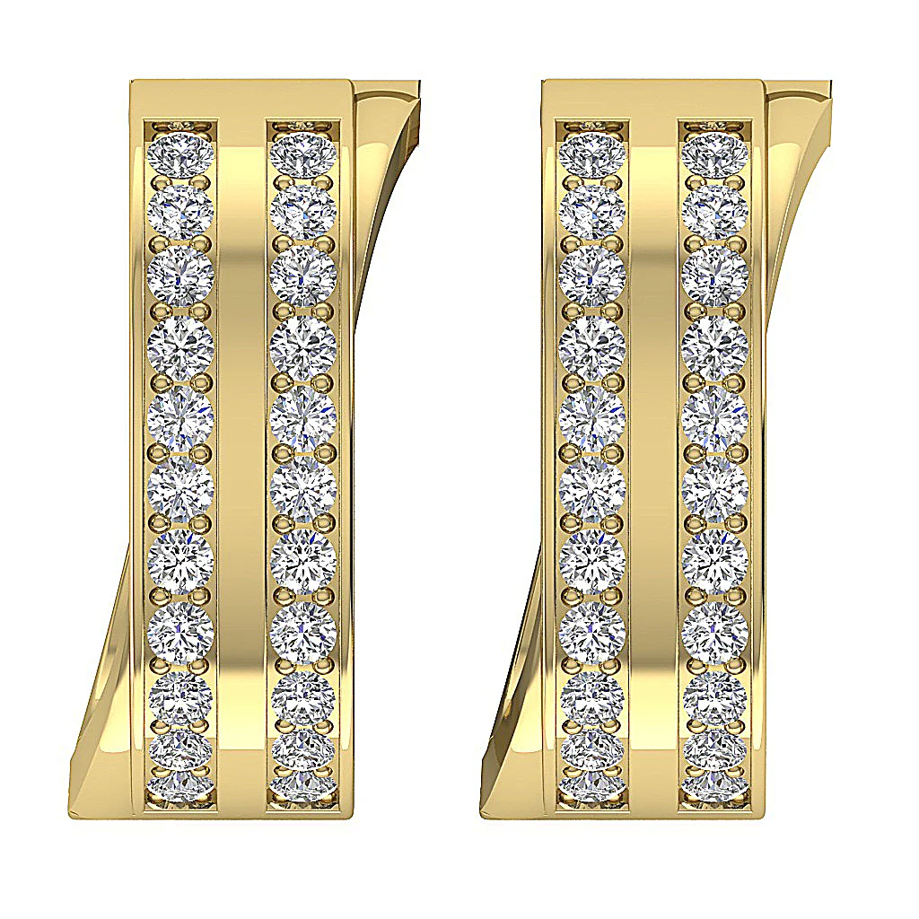 The Maxwell 2 Row Natural Diamond Hoop Earring Pave Set 14K Rose Gold - Image 6