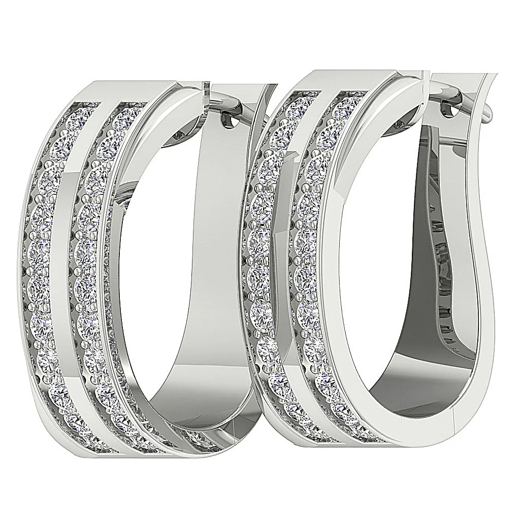 The Maxwell 2 Row Natural Diamond Hoop Earring Pave Set 14K Rose Gold - Image 8