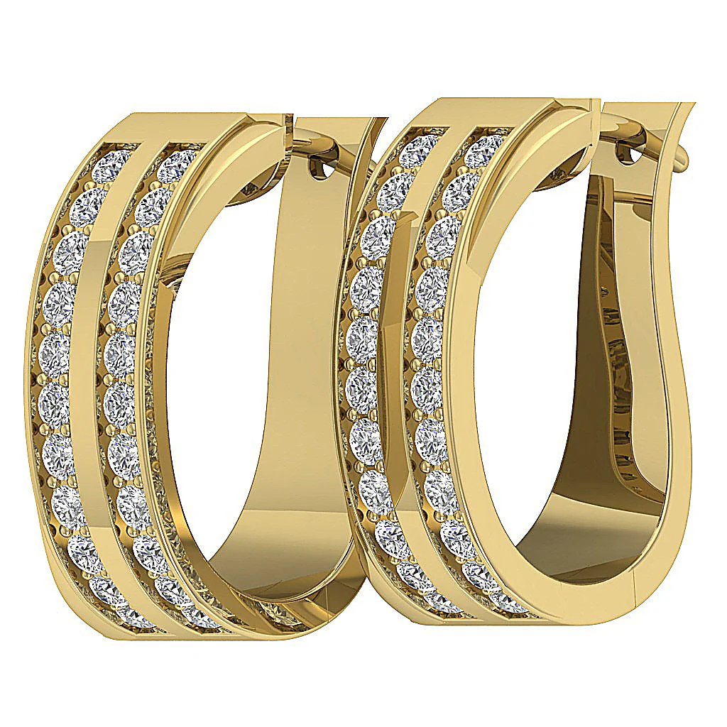The Maxwell 2 Row Natural Diamond Hoop Earring Pave Set 14K Rose Gold - Image 9