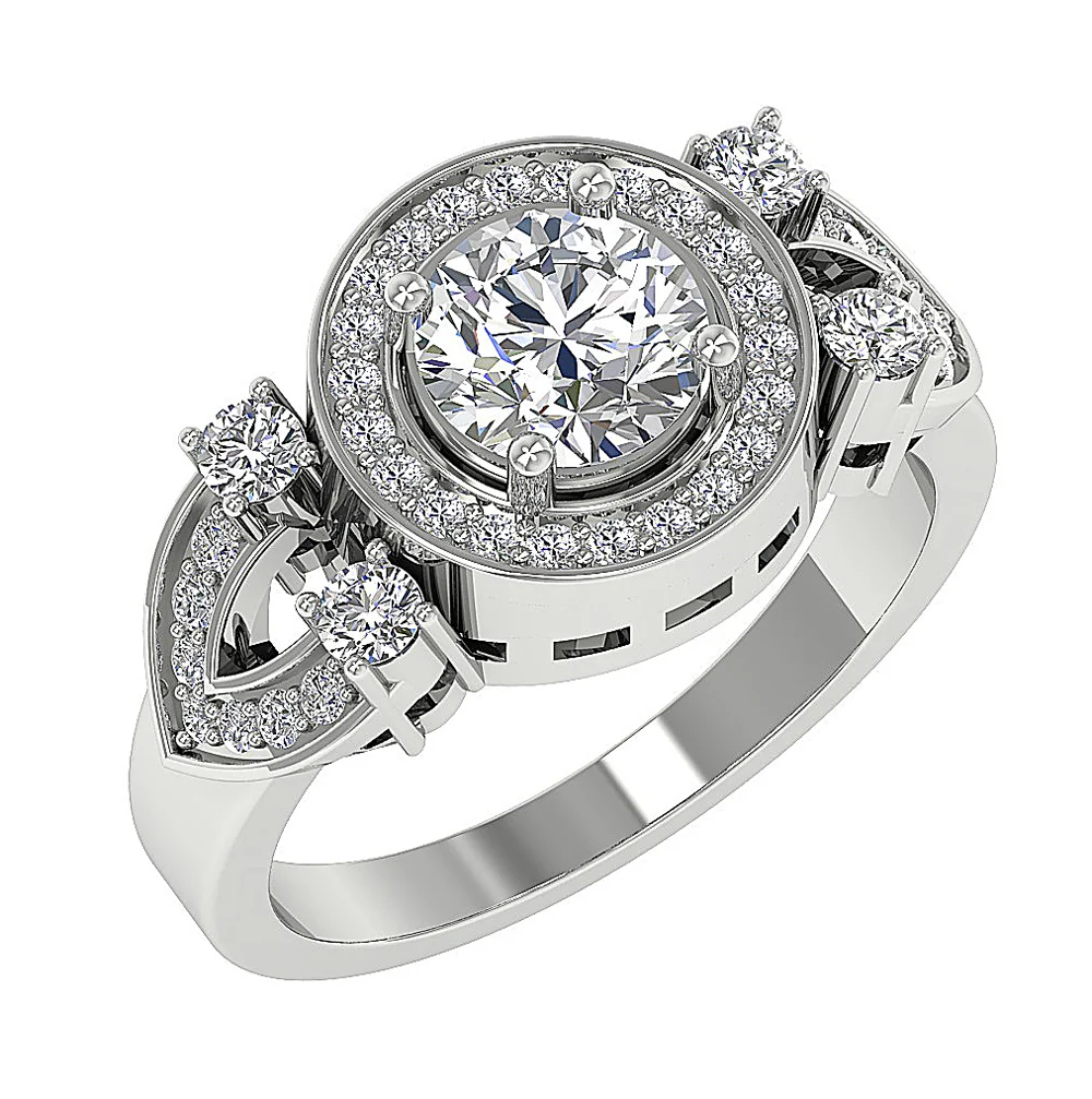Handmade Solitaire Halo Engagement Ring I1/SI1 G 1.60Ct Natural Diamond 14k/18k Rose Gold Prong Set - Image 2