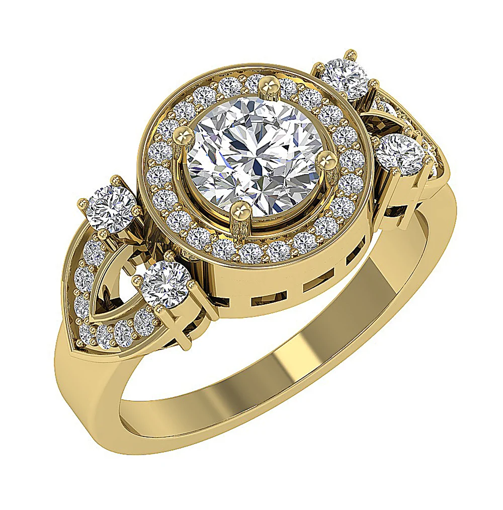 Handmade Solitaire Halo Engagement Ring I1/SI1 G 1.60Ct Natural Diamond 14k/18k Rose Gold Prong Set - Image 3
