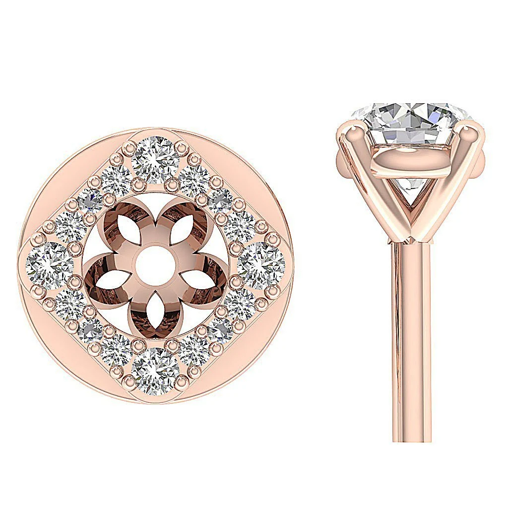 Designer Removable jacket Stud SI1 G 1.50Ct Round Solitaire Diamond Earring 14K Rose Gold - Image 11