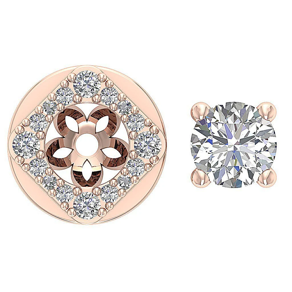 Designer Removable jacket Stud SI1 G 1.50Ct Round Solitaire Diamond Earring 14K Rose Gold - Image 13
