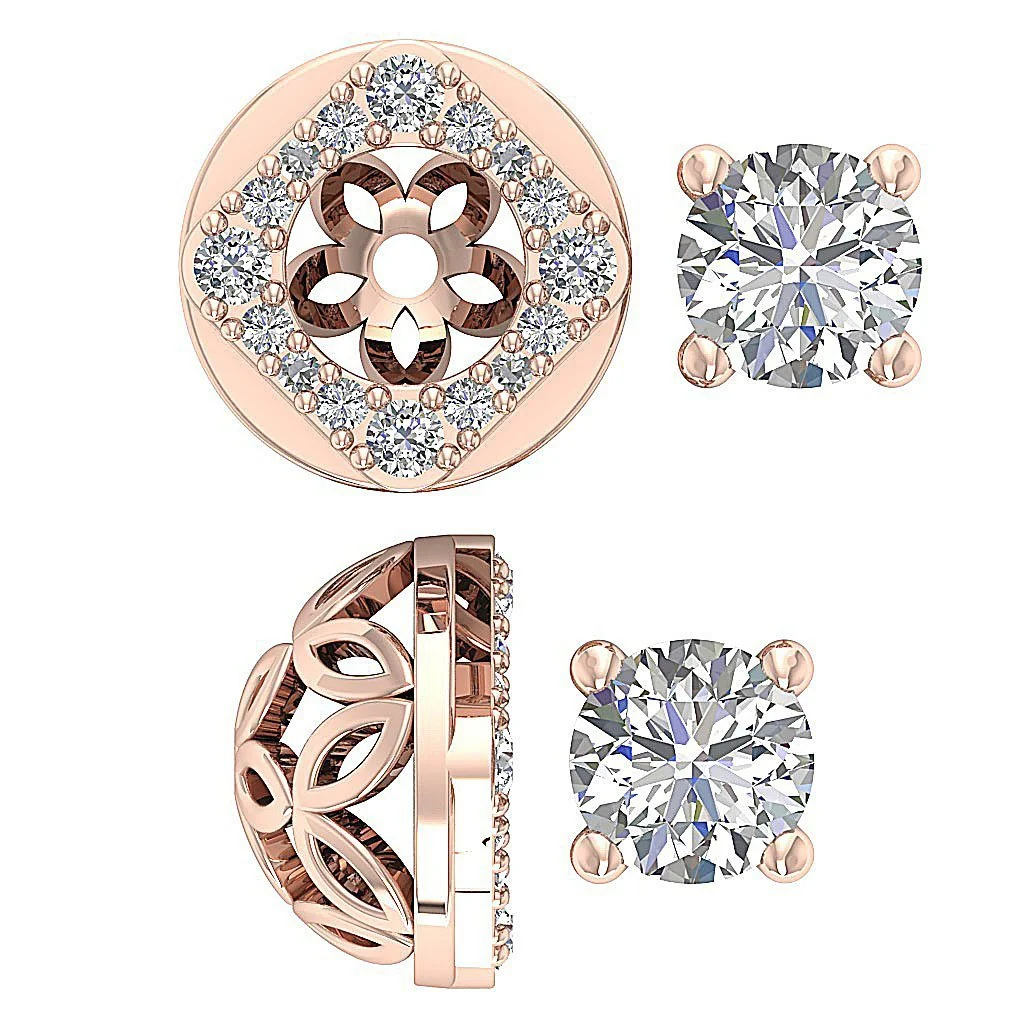 Designer Removable jacket Stud SI1 G 1.50Ct Round Solitaire Diamond Earring 14K Rose Gold - Image 15