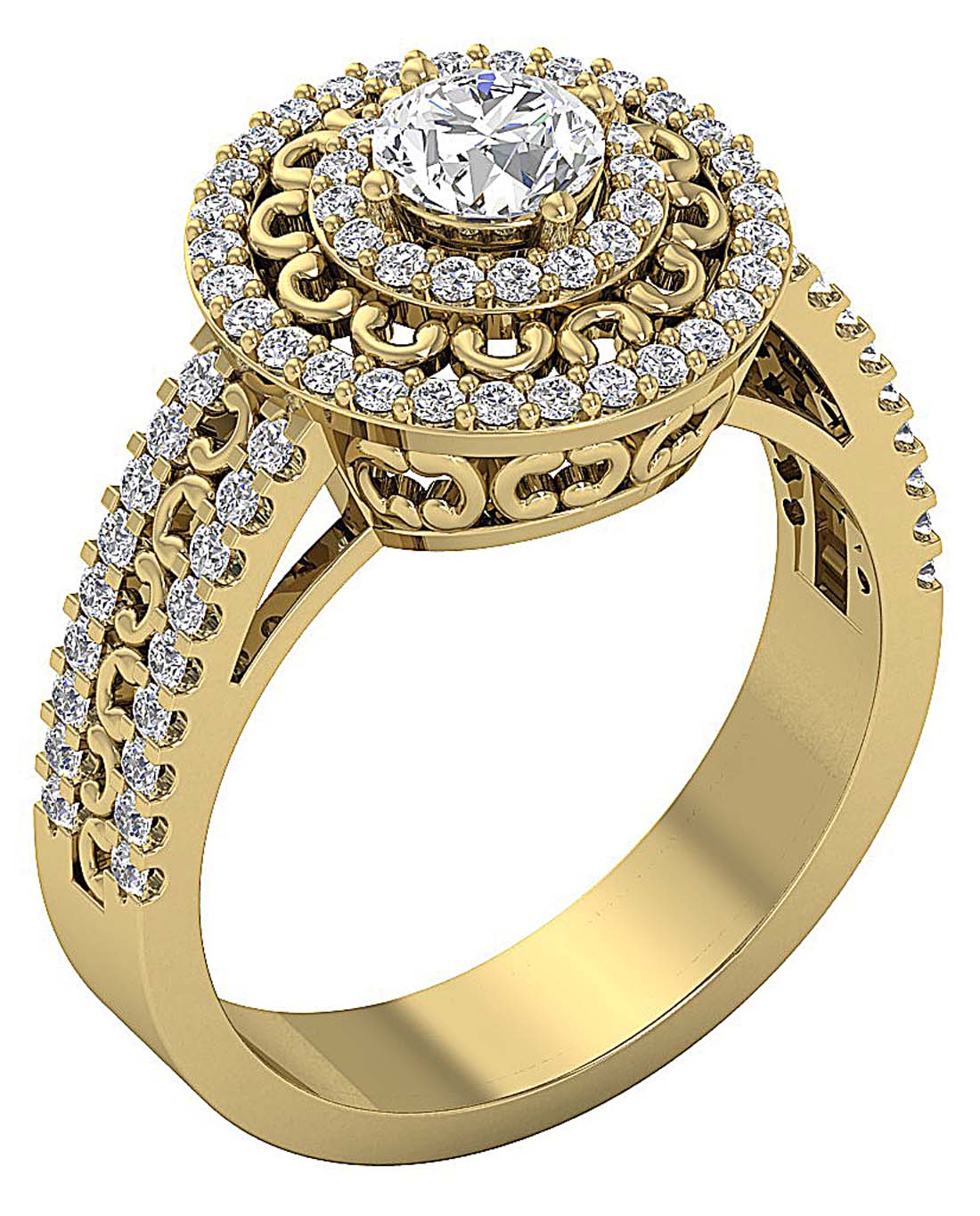 The Megan Natural Diamond Solitaire Engagement Ring 14K Yellow Gold 13.20 mm