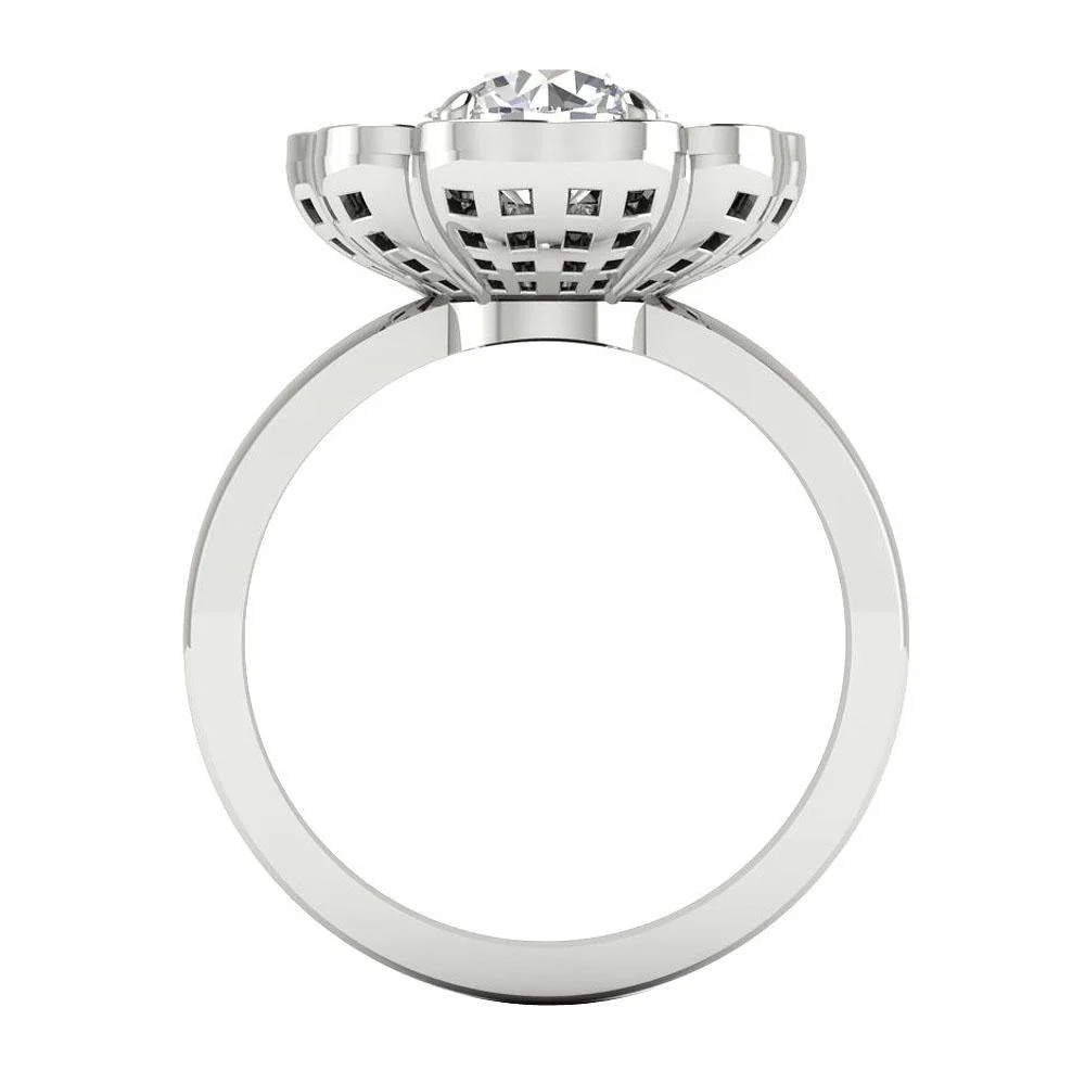The Meir Natural Round Diamond Flower Solitaire Engagement Ring 14K Rose Gold - Image 5