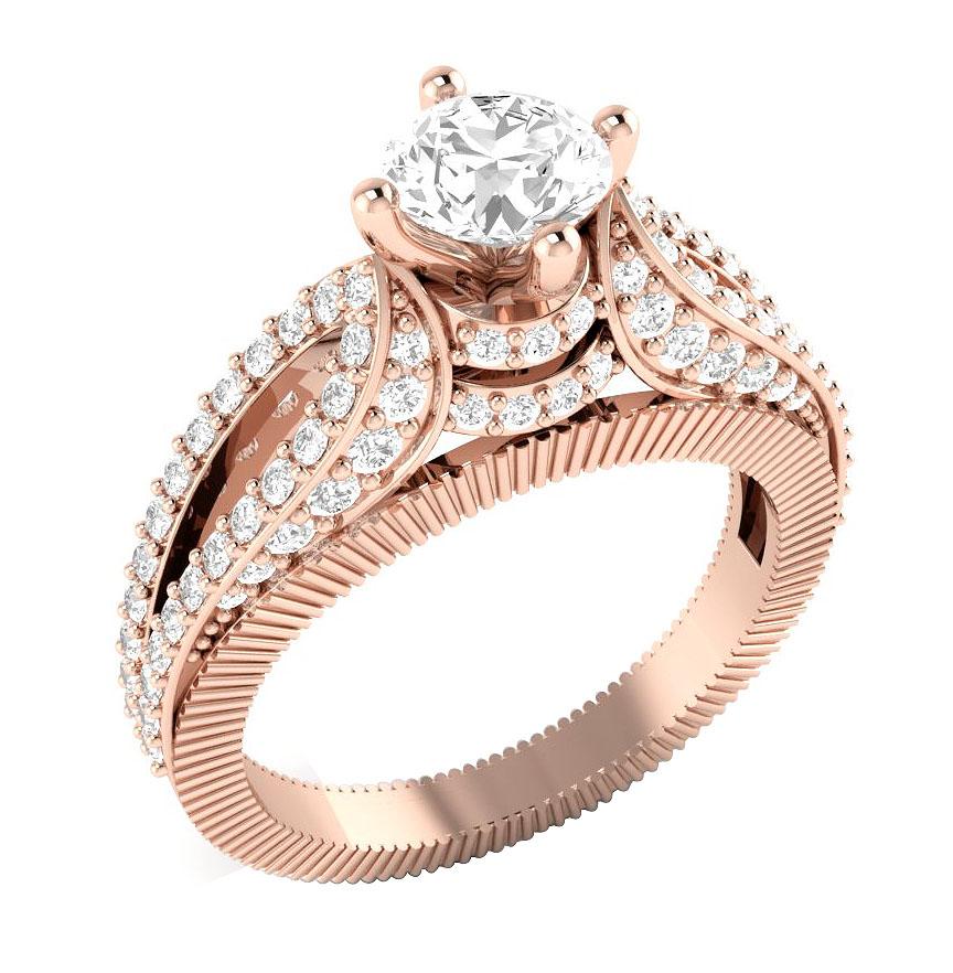 The Mekhi Designer Solitaire Natural Diamond Engagement Ring 14K Solid Gold - Image 3