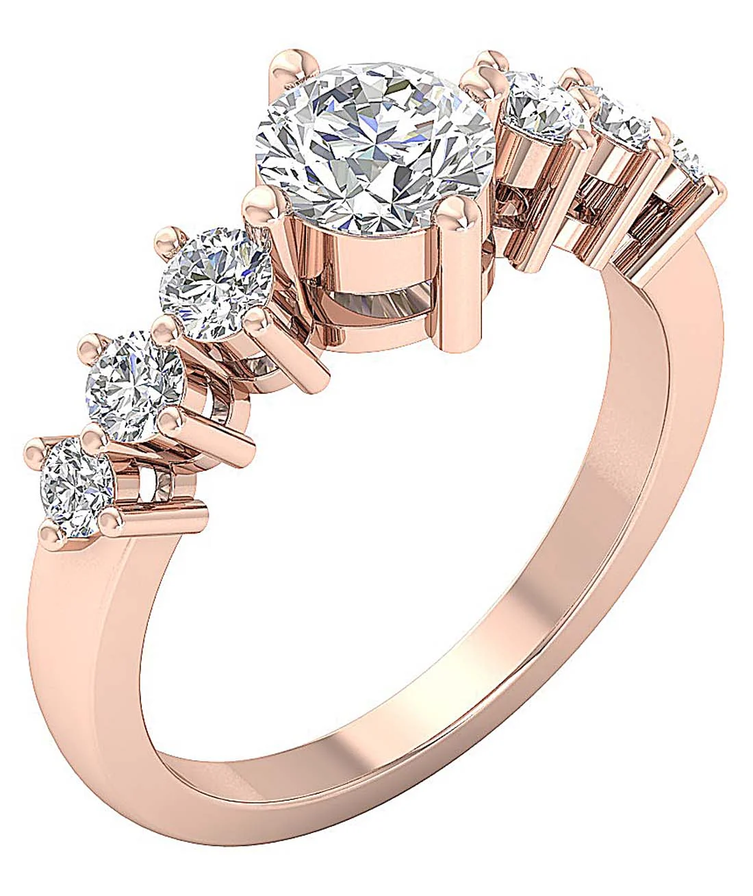 The Melody 14k Solid Gold Journey Round Diamond Solitaire Engagement Ring For Her
