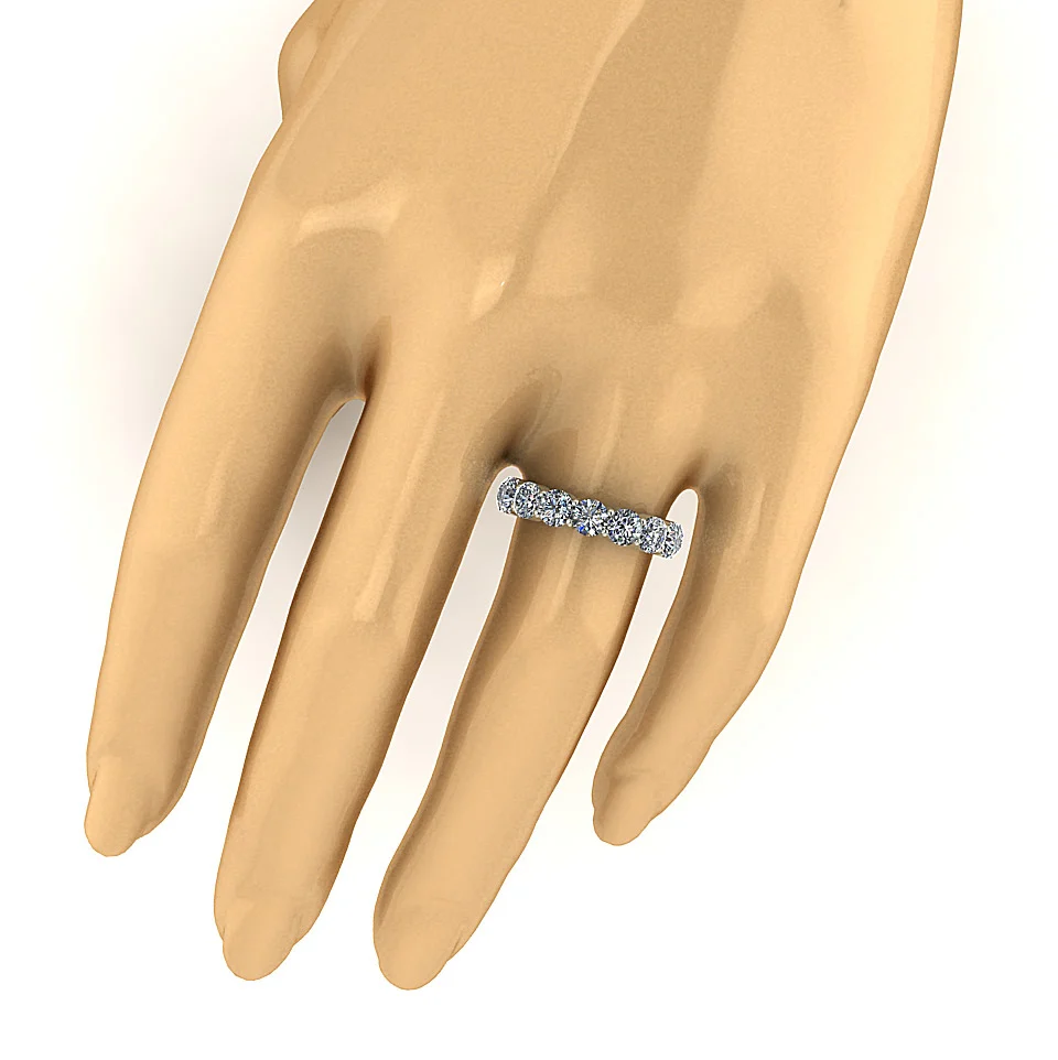 The Melvin 5 Carat Natural Round Cut Diamond Eternity Wedding Ring Prong Set 14K Gold - Image 10