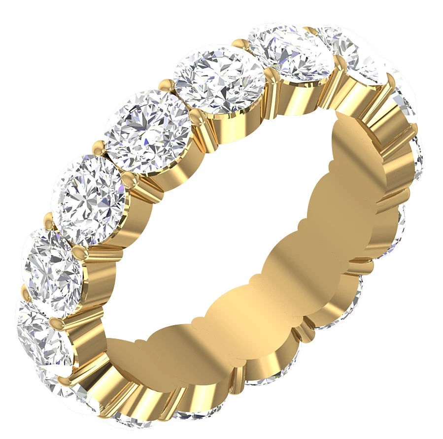 The Melvin 5 Carat Natural Round Cut Diamond Eternity Wedding Ring Prong Set 14K Gold - Image 2