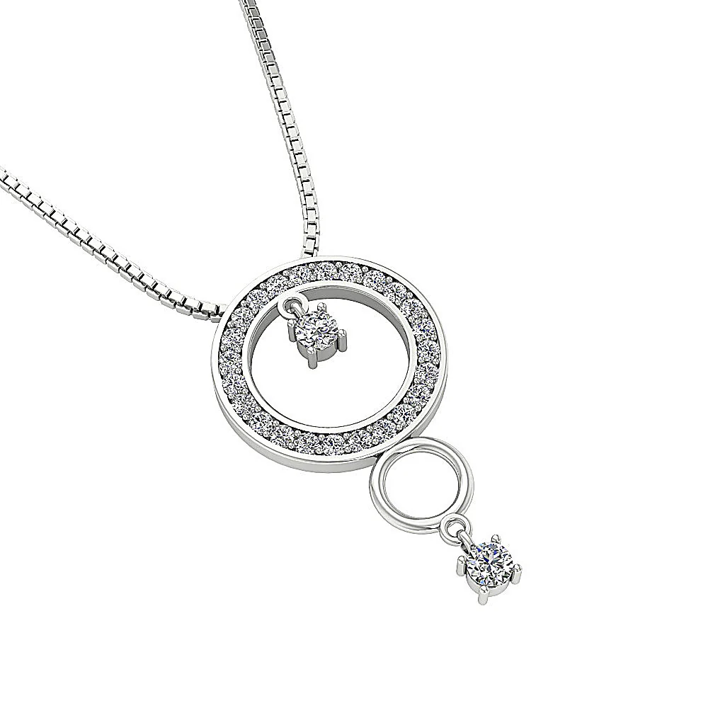 The Messiah For Women Classsic Circle Pendant Necklace Round Cut Diamond White Gold - Image 10