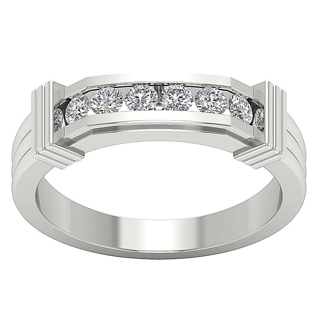 The Mia Mens Engagement Ring Natural Diamond 14k White Yellow Rose Gold Channel Set