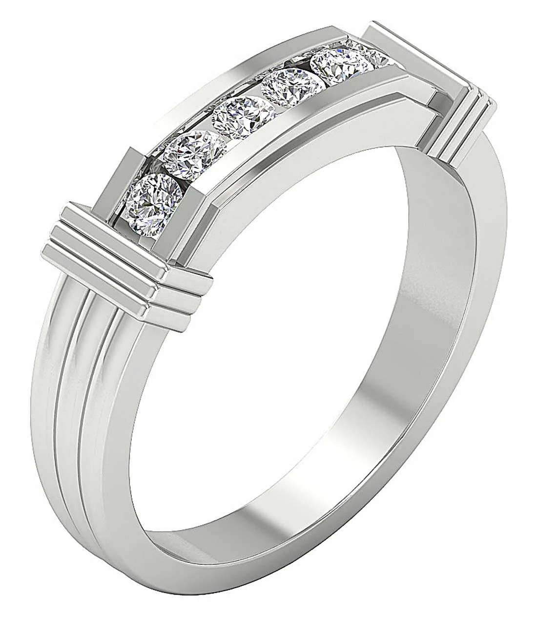 The Mia Mens Engagement Ring Natural Diamond 14k White Yellow Rose Gold Channel Set - Image 2