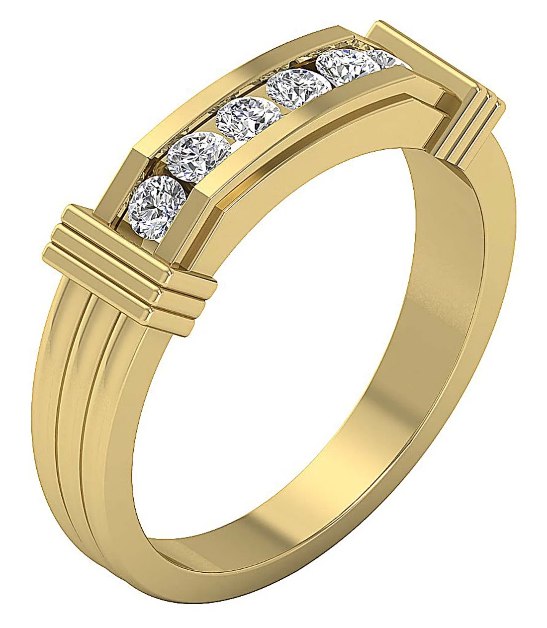The Mia Mens Engagement Ring Natural Diamond 14k White Yellow Rose Gold Channel Set - Image 3