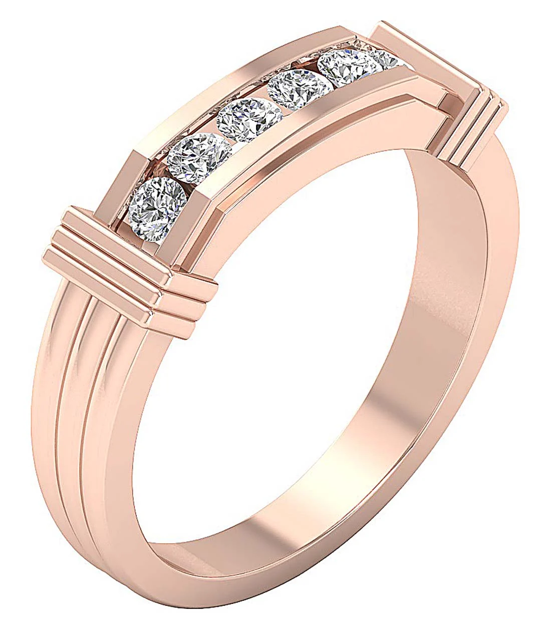 The Mia Mens Engagement Ring Natural Diamond 14k White Yellow Rose Gold Channel Set - Image 4