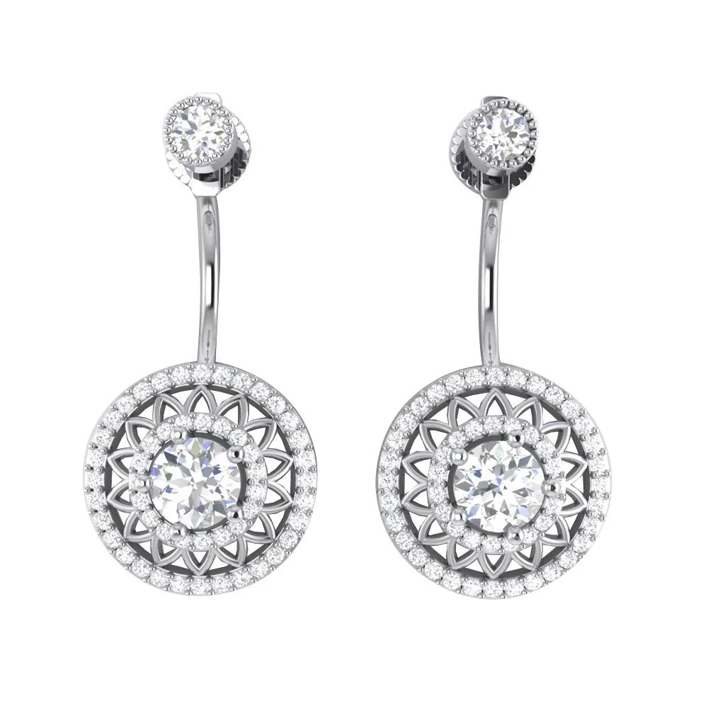The Michael Gorgeous Dangle Earring For Women 14K Solid Gold Natural Diamond 1.35 Inch - Image 3