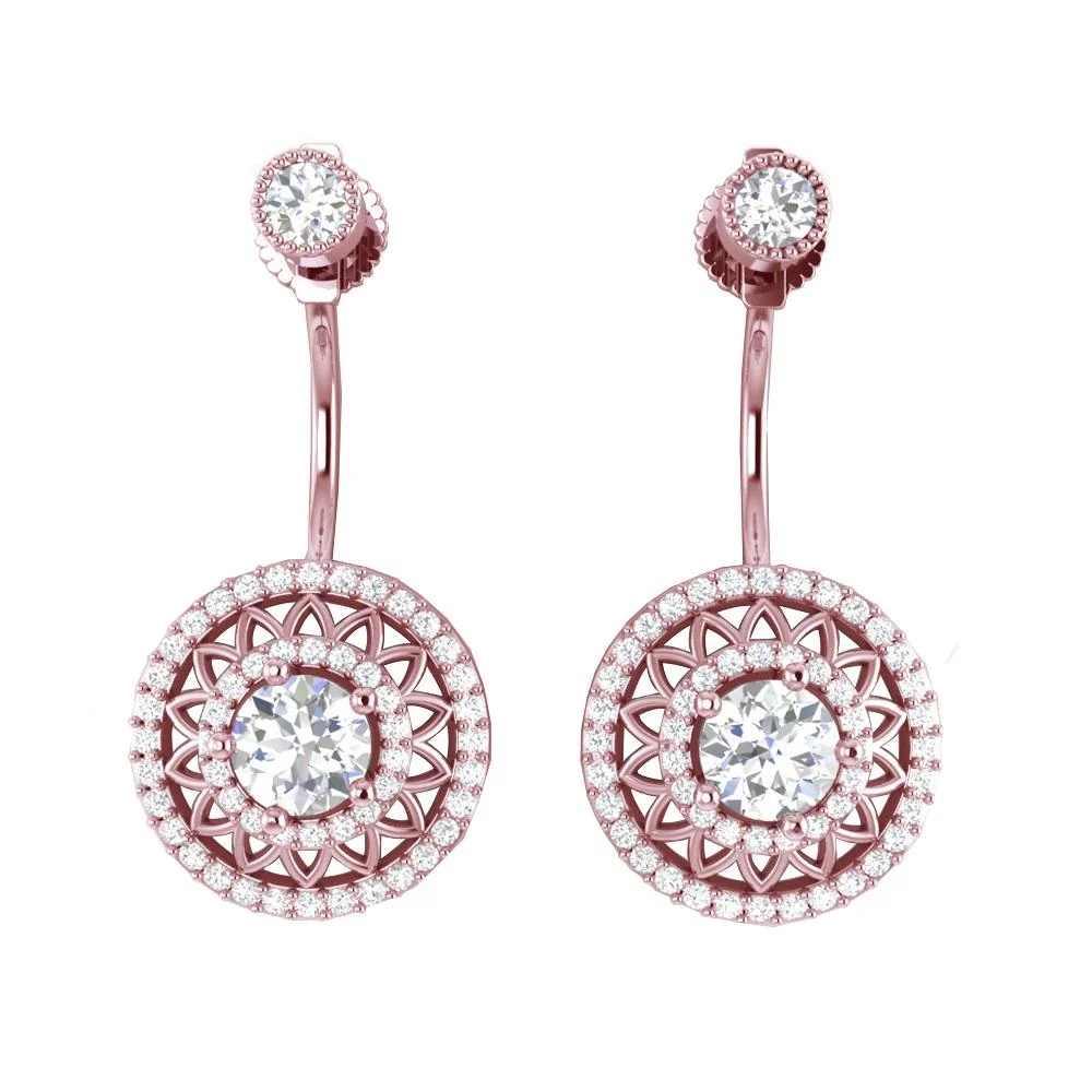 The Michael Gorgeous Dangle Earring For Women 14K Solid Gold Natural Diamond 1.35 Inch - Image 4