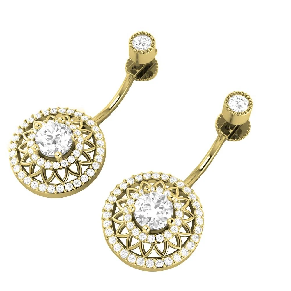 The Michael Gorgeous Dangle Earring For Women 14K Solid Gold Natural Diamond 1.35 Inch - Image 5