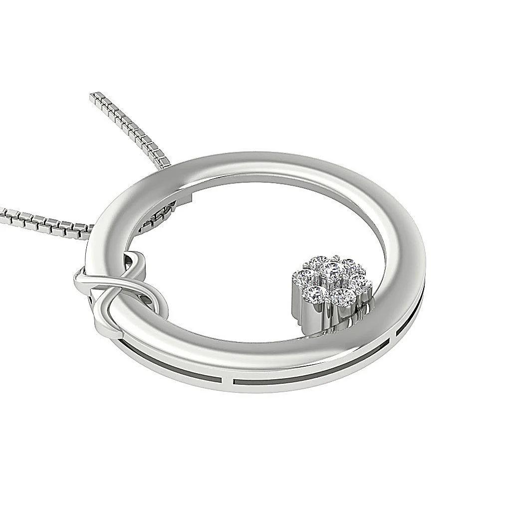 The Miguel 14K Solid Rose Gold Natural Diamond Designer Circle Pendant Necklace - Image 3