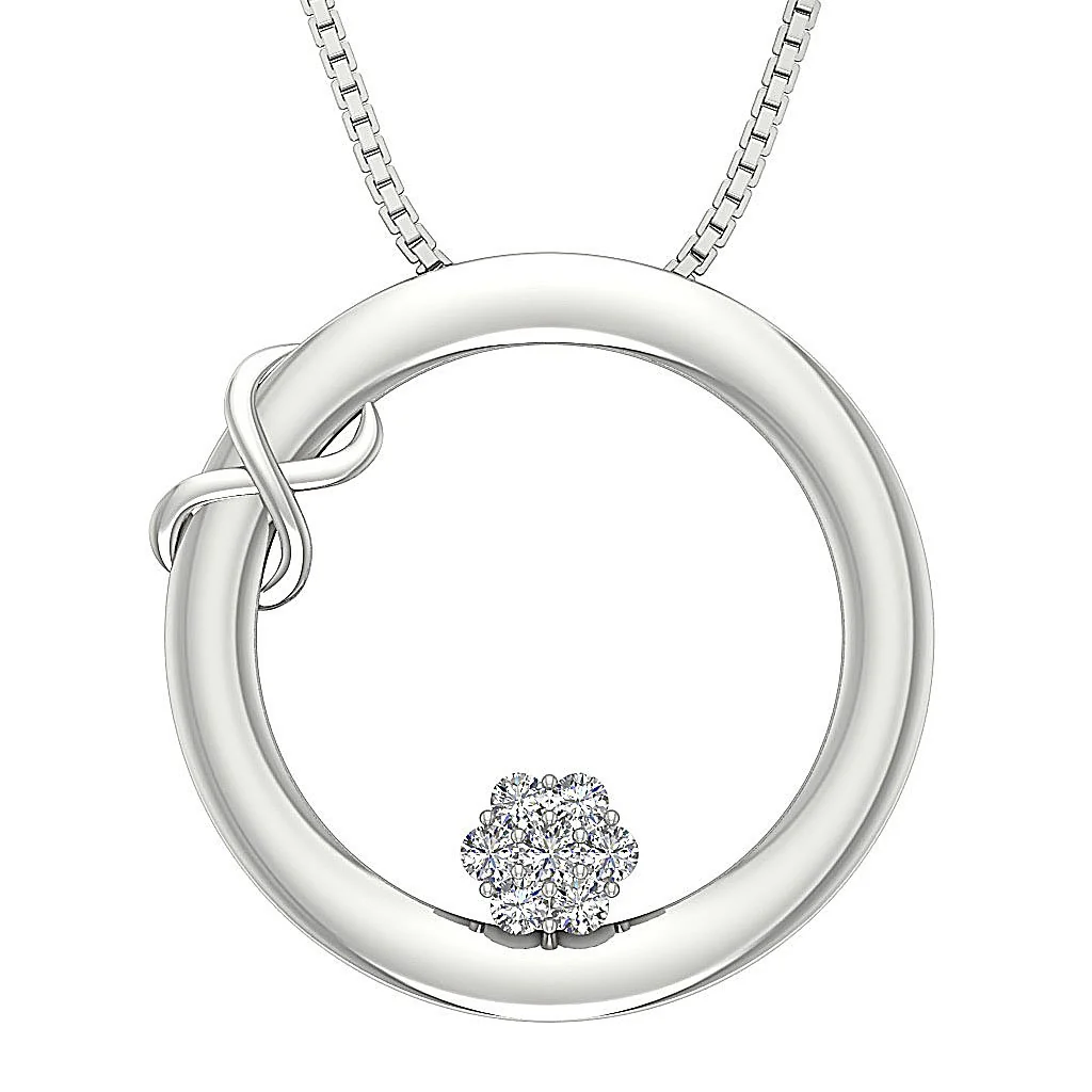 The Miguel 14K Solid Rose Gold Natural Diamond Designer Circle Pendant Necklace - Image 4