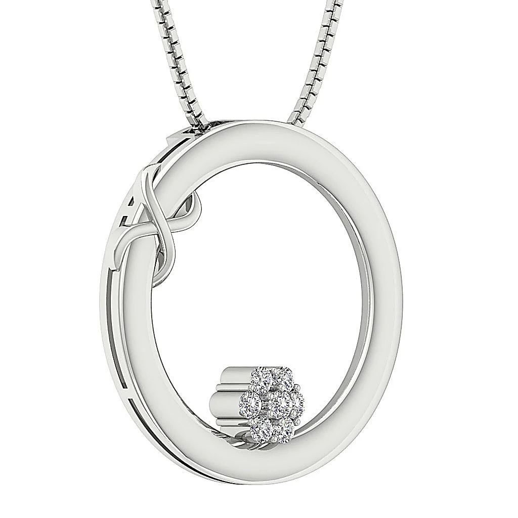 The Miguel 14K Solid Rose Gold Natural Diamond Designer Circle Pendant Necklace - Image 5