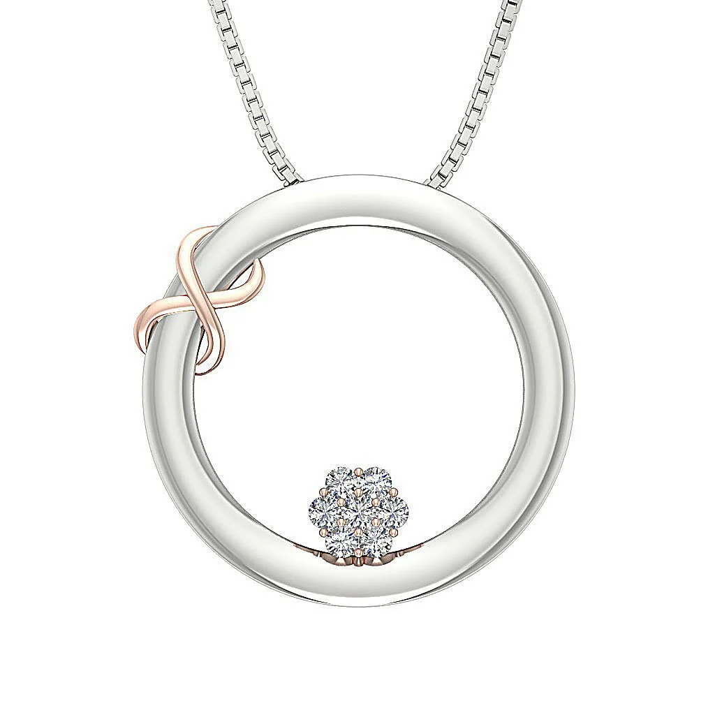 The Miguel 14K Solid Rose Gold Natural Diamond Designer Circle Pendant Necklace - Image 6