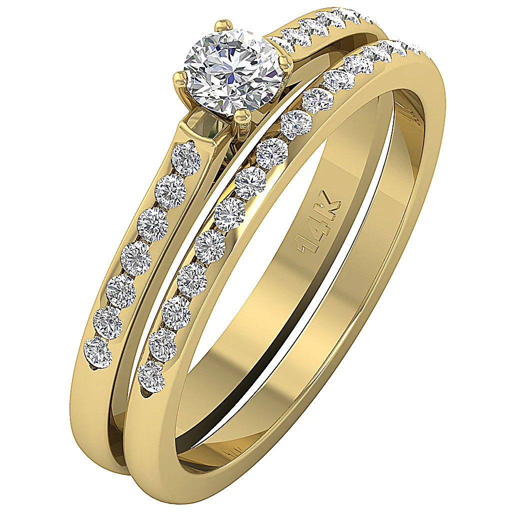 The Miguel Classsic Natural Diamond Bridal Engagement Ring Band Set 14k Yellow Gold