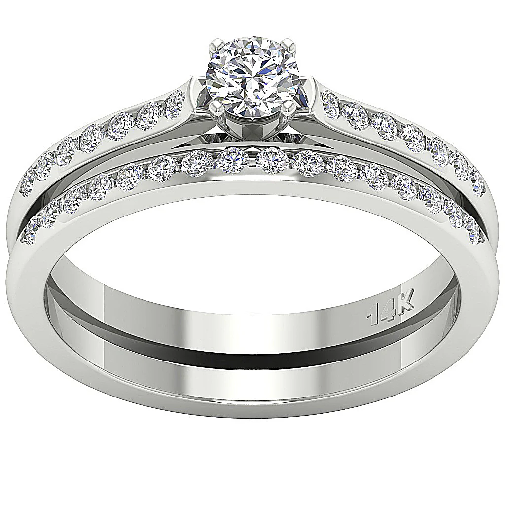 The Miguel Classsic Natural Diamond Bridal Engagement Ring Band Set 14k Yellow Gold - Image 2