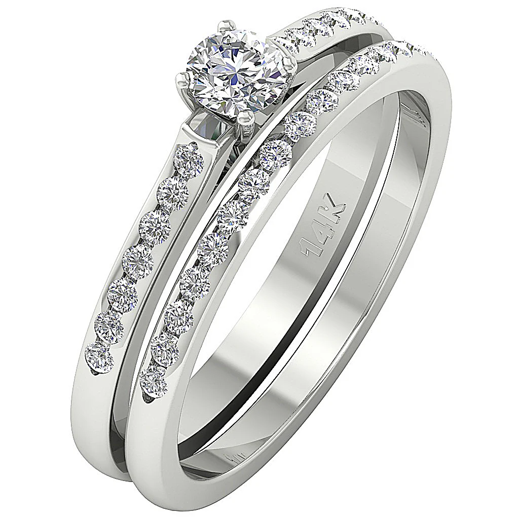 The Miguel Classsic Natural Diamond Bridal Engagement Ring Band Set 14k Yellow Gold - Image 3