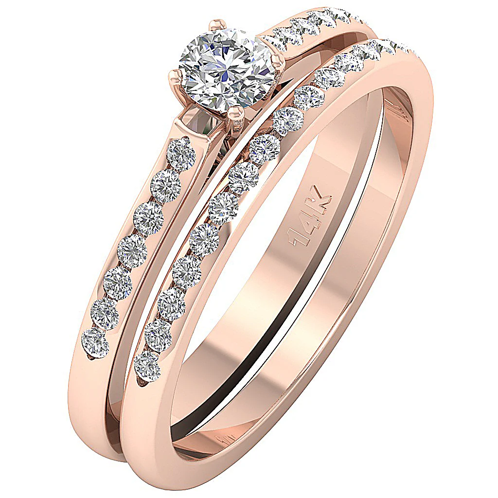 The Miguel Classsic Natural Diamond Bridal Engagement Ring Band Set 14k Yellow Gold - Image 4