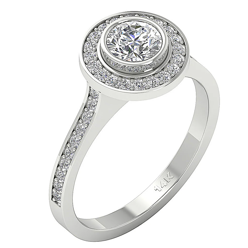 The Milana Natural Diamond 14K White Gold Halo Engagement Wedding Ring 10.85 mm