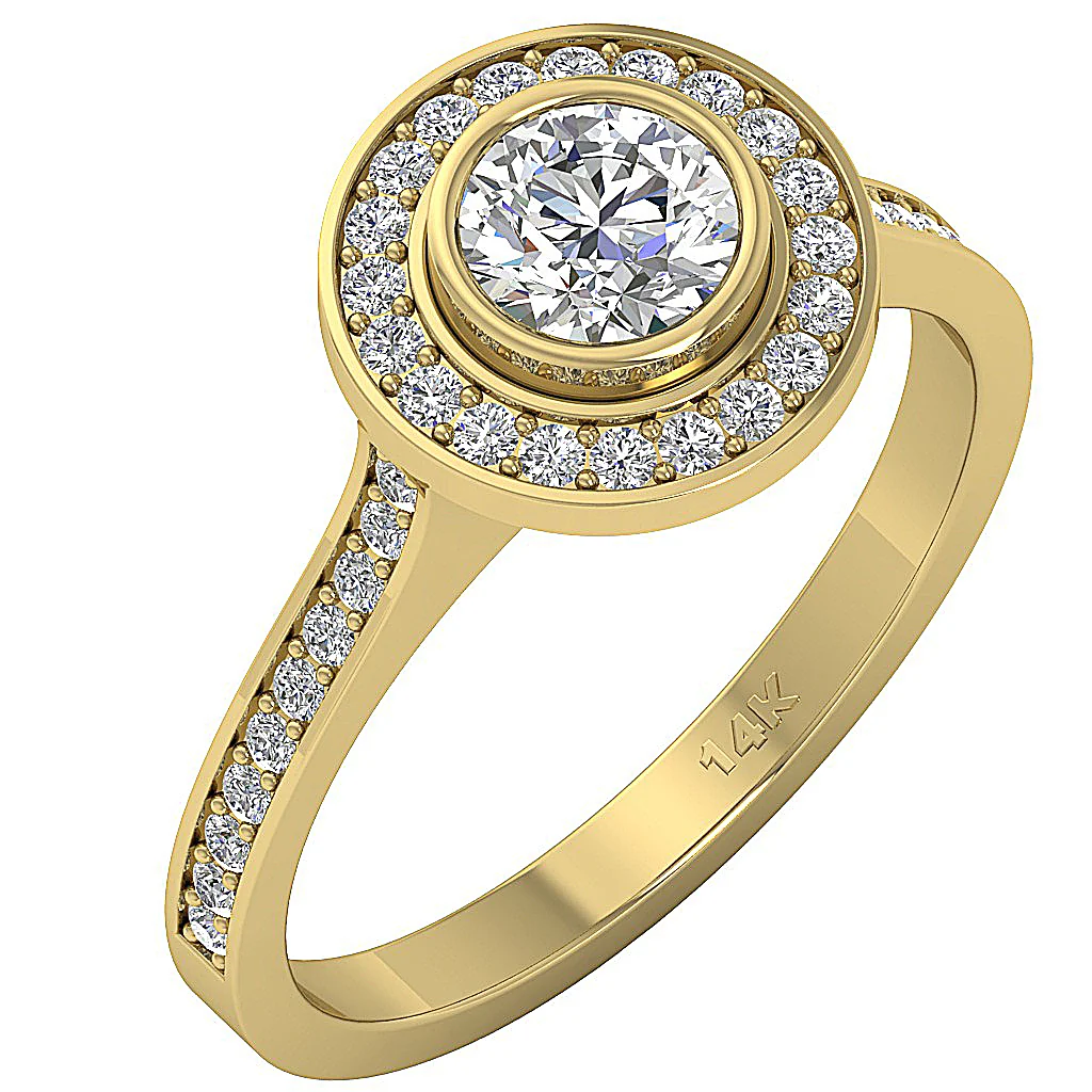 The Milana Natural Diamond 14K White Gold Halo Engagement Wedding Ring 10.85 mm - Image 2