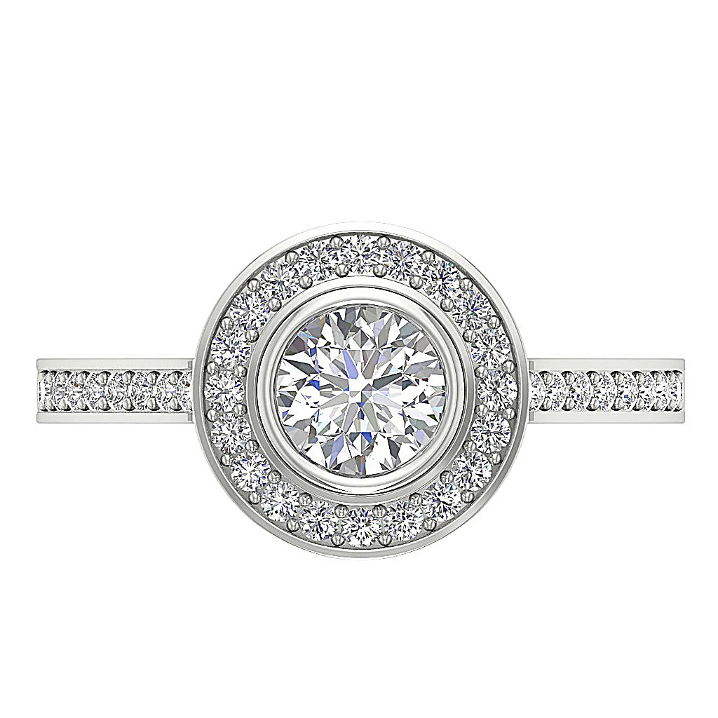 The Milana Natural Diamond 14K White Gold Halo Engagement Wedding Ring 10.85 mm - Image 6