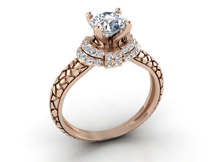 The Milena 14K Rose Gold Designer Solitaire Engagement Ring Natural Diamond