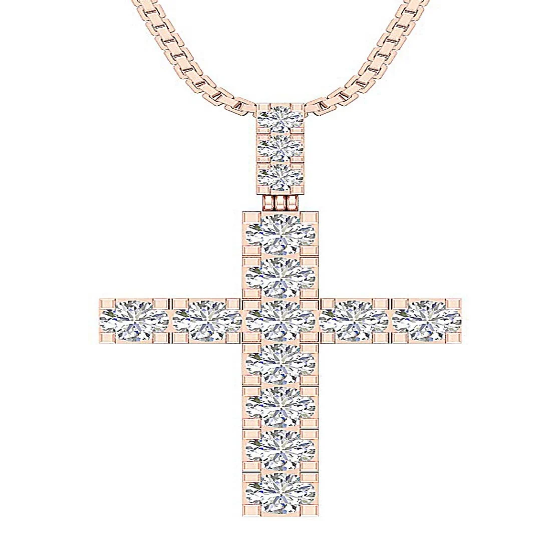 The Miles Cross Pendant Prong Setting Genuine Diamond White Yellow Rose Gold - Image 3