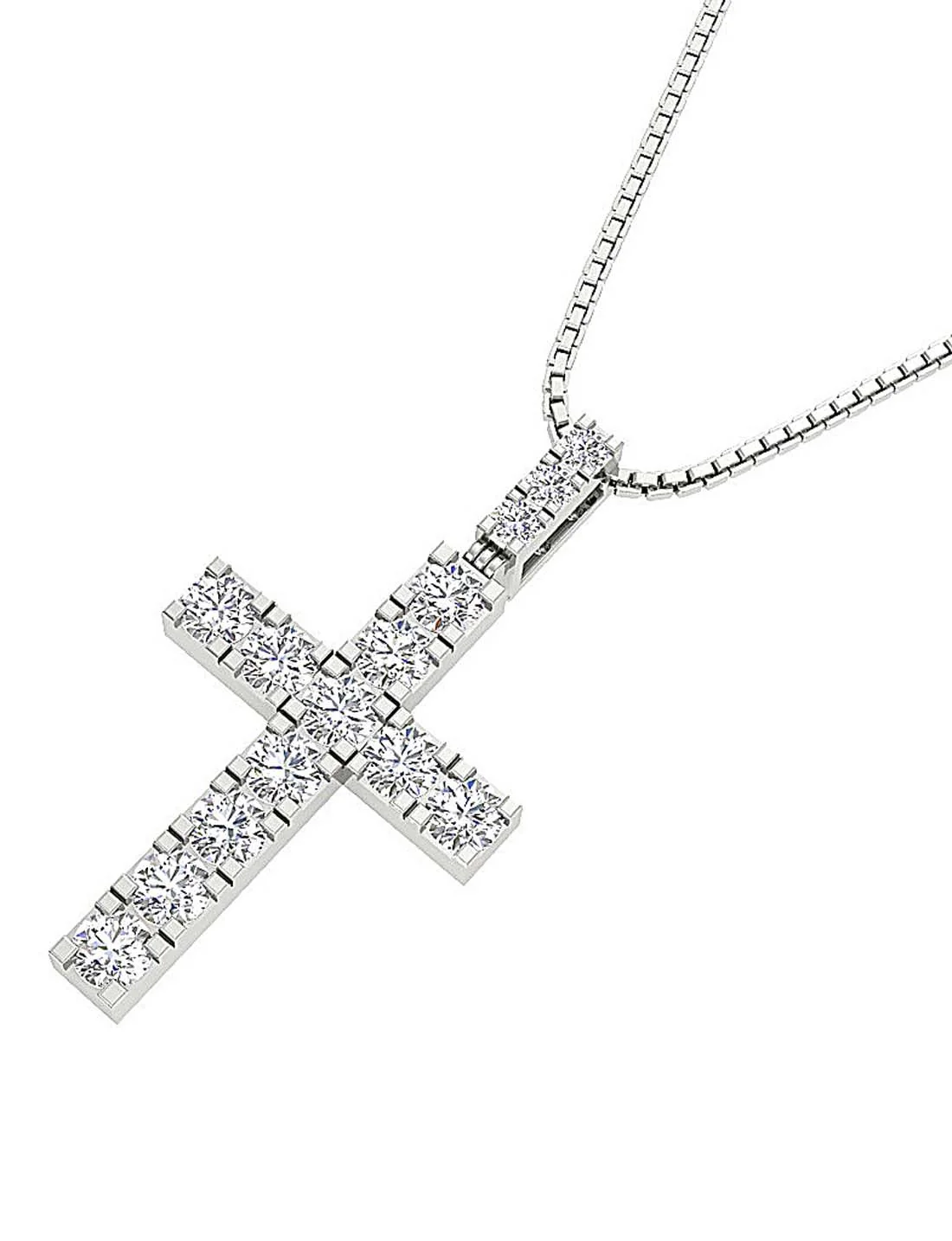 The Miles Cross Pendant Prong Setting Genuine Diamond White Yellow Rose Gold - Image 5