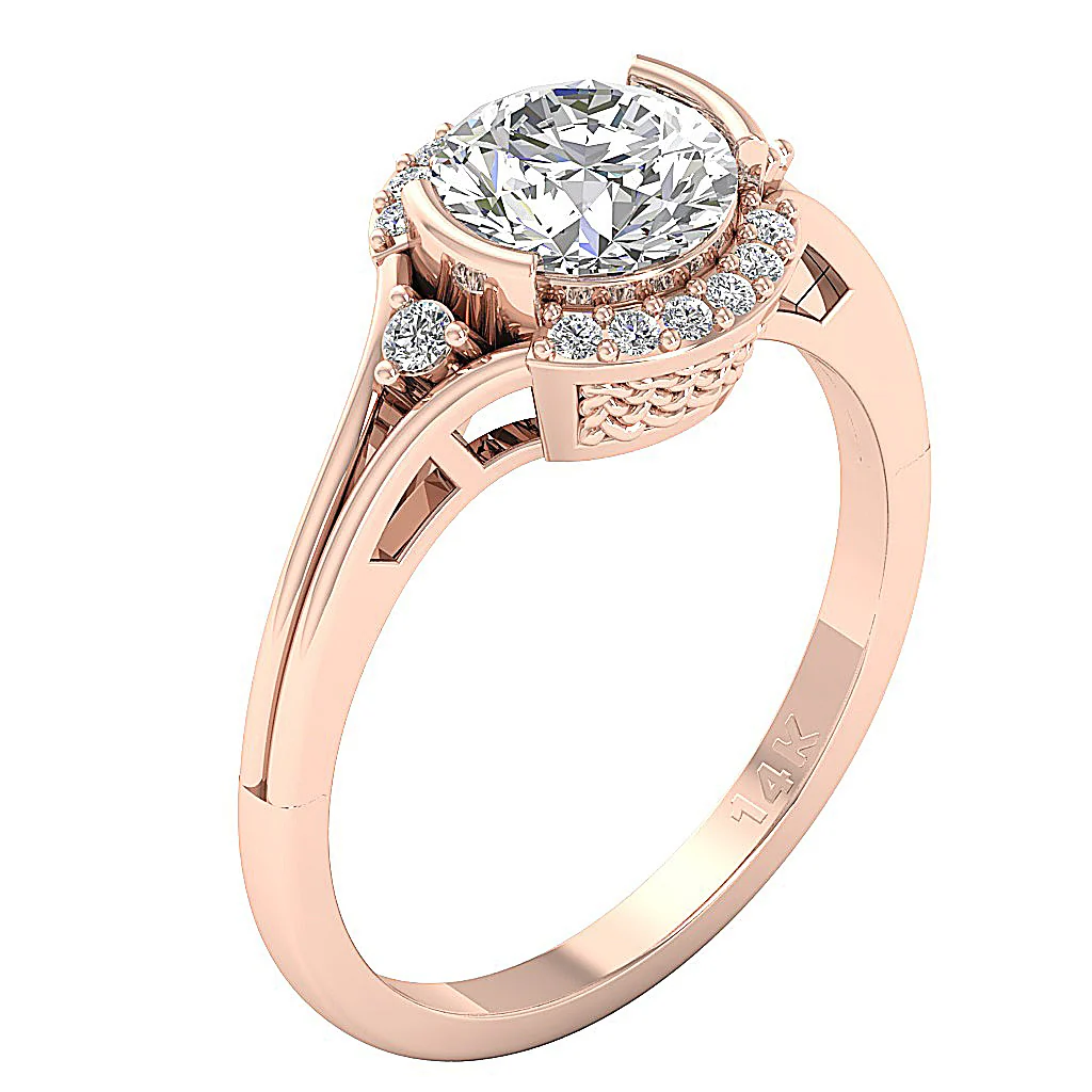 The Miller Excellent Genuine Diamond Solitaire Engagement Ring 14k White Gold 9.90 mm - Image 2
