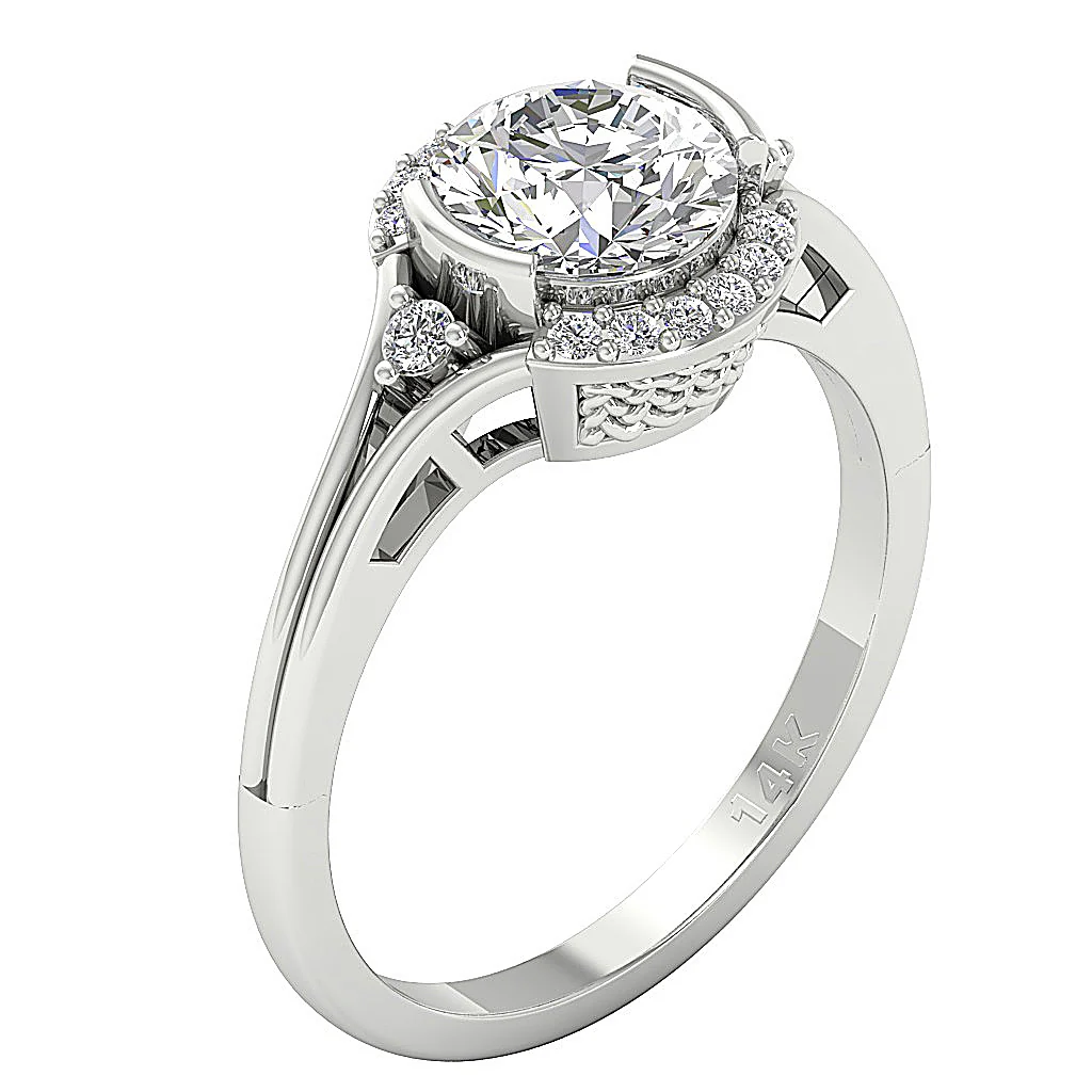 The Miller Excellent Genuine Diamond Solitaire Engagement Ring 14k White Gold 9.90 mm - Image 3