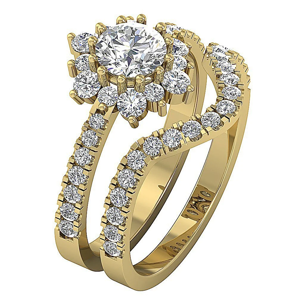 The Milo Handmade Designer Bridal Wedding Ring Set Natural Diamond 14k Solid White Gold - Image 3
