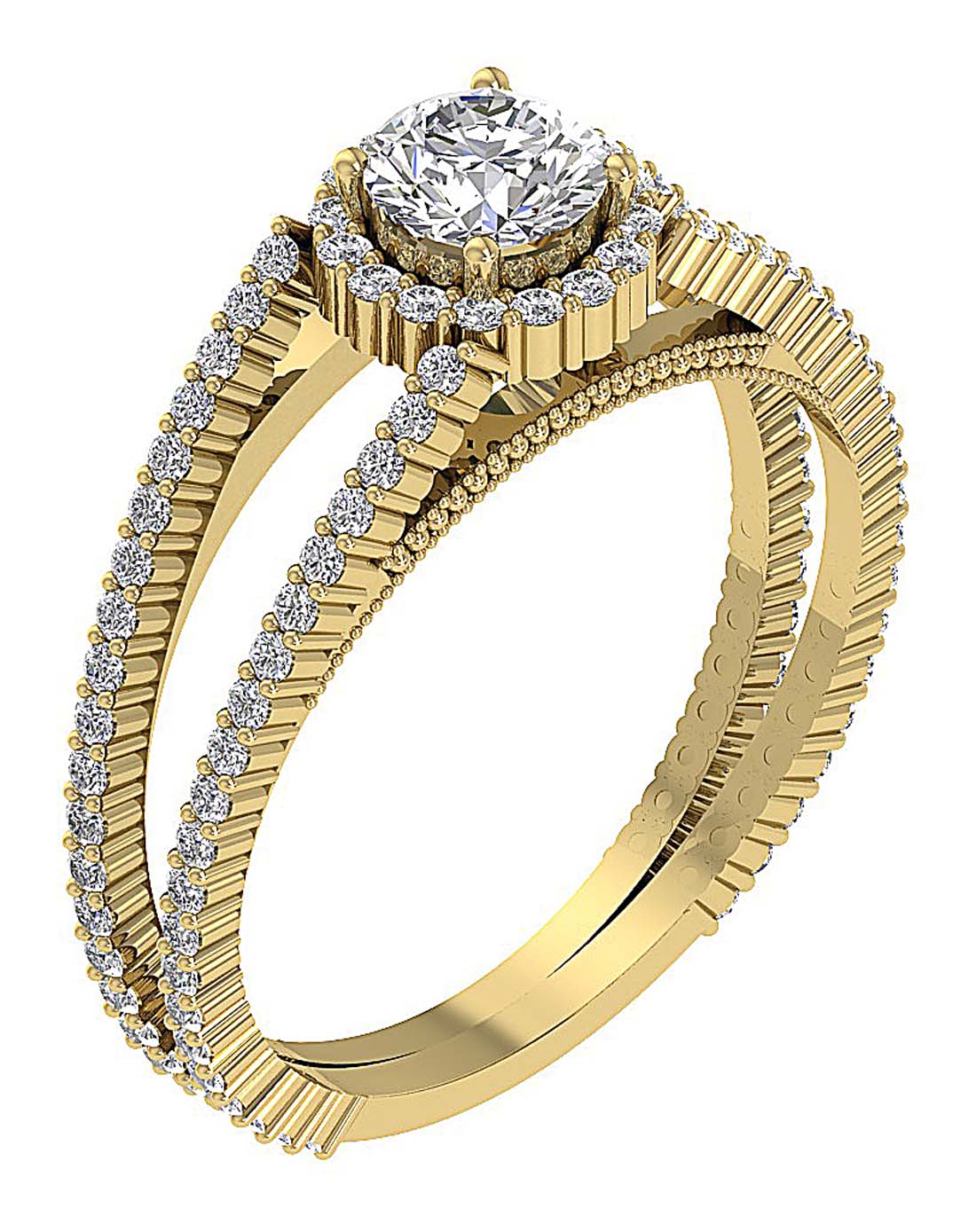 The Mohamed Split Shank Halo Solitaire Engagement Ring 14k Rose Gold Natural Diamond - Image 2