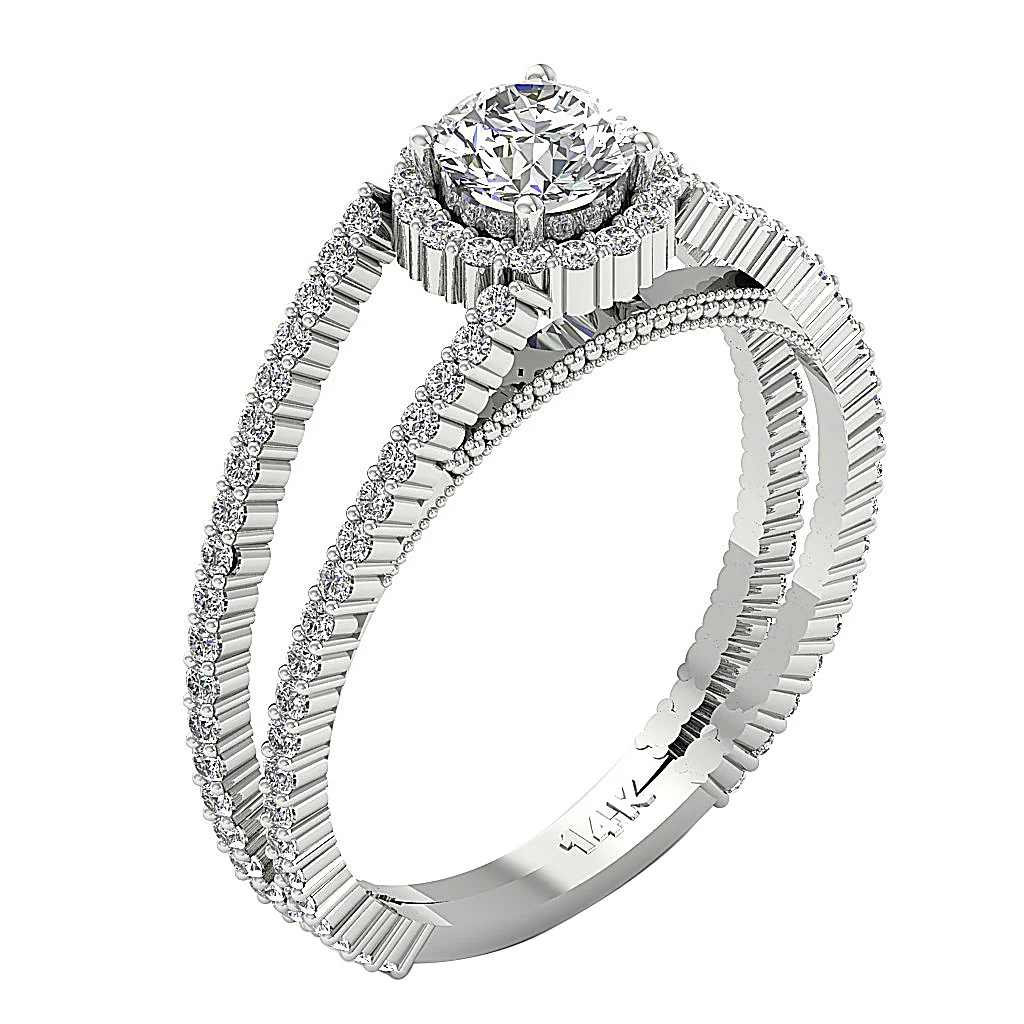 The Mohamed Split Shank Halo Solitaire Engagement Ring 14k Rose Gold Natural Diamond - Image 3