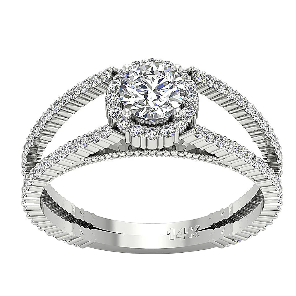 The Mohamed Split Shank Halo Solitaire Engagement Ring 14k Rose Gold Natural Diamond - Image 4