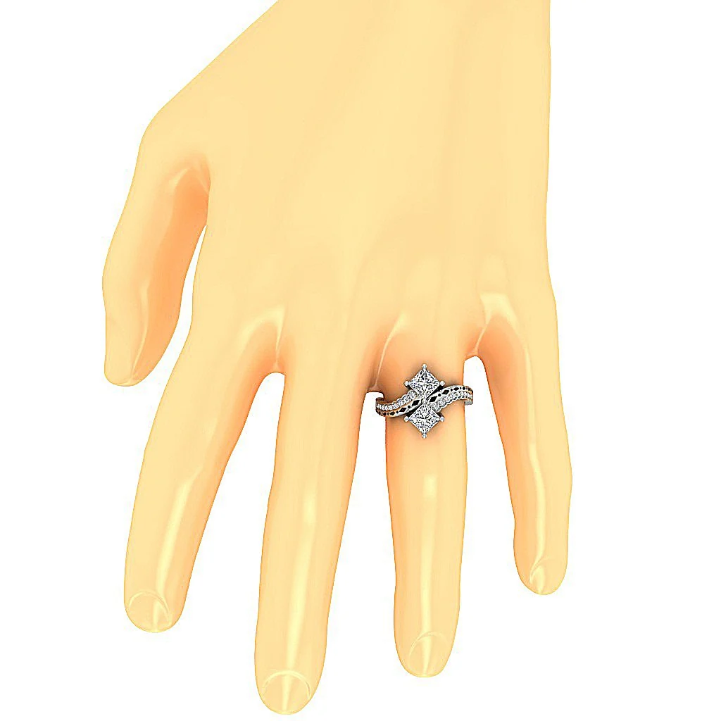 The Mohammad Princess & Round Cut Diamond Forever Us 2 Stone Engagement Ring - Image 11