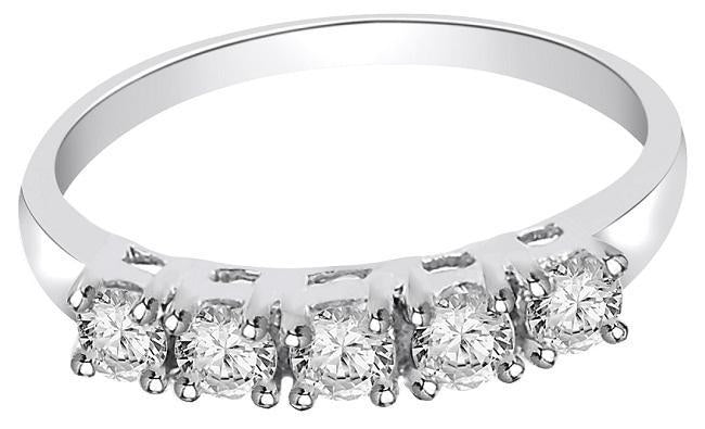 The Morgan Round Cut Diamond White Gold Five Stone Wedding Ring For Women - Image 4