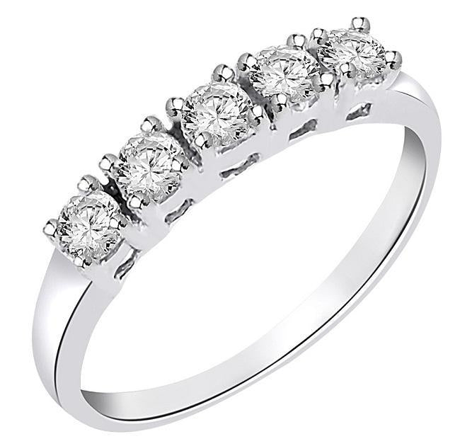 The Morgan Round Cut Diamond White Gold Five Stone Wedding Ring For Women - Image 5