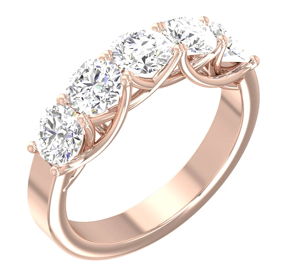 The Moses 2.50 Carat Five Round Brilliant Cut Diamond Engagement Wedding Ring 14K Solid Gold - Image 2