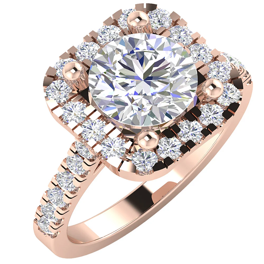 The Moshe Square Halo 1.20 Carat Center Solitaire Diamond Engagement Ring 2.25 Ct 14k Gold - Image 3