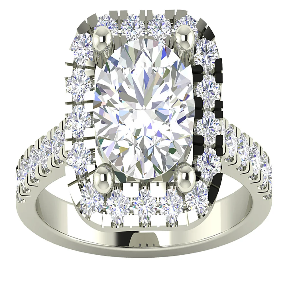 The Moshe Square Halo 1.20 Carat Center Solitaire Diamond Engagement Ring 2.25 Ct 14k Gold - Image 4