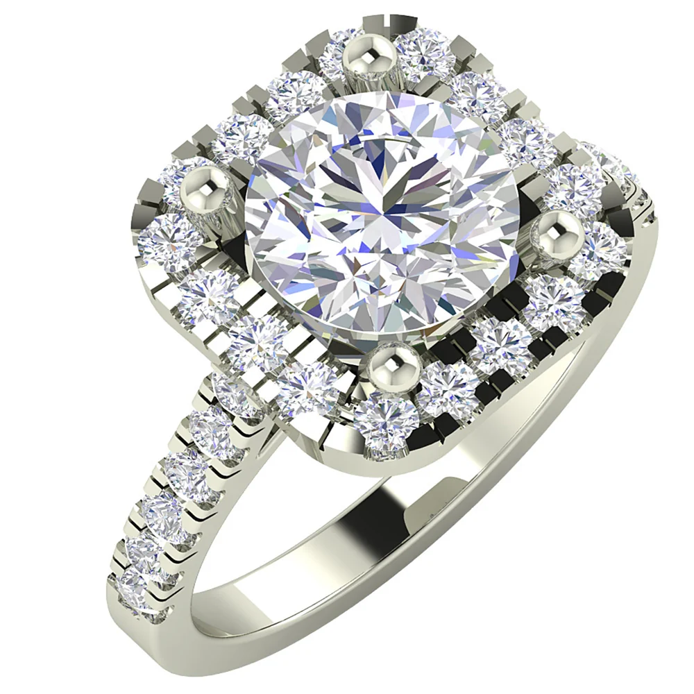 The Moshe Square Halo 1.20 Carat Center Solitaire Diamond Engagement Ring 2.25 Ct 14k Gold - Image 8